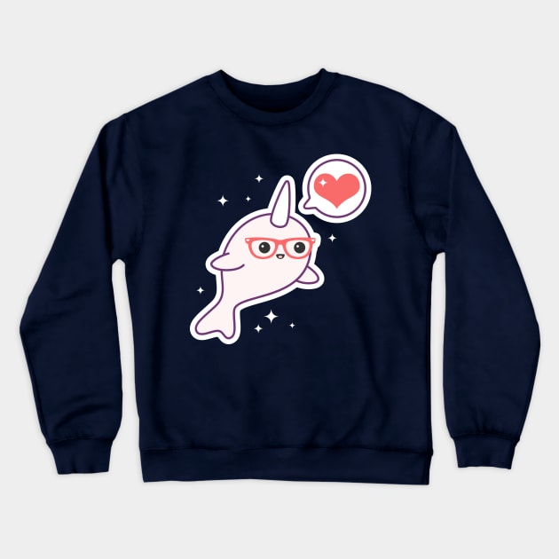 Nerd Narwhal Crewneck Sweatshirt by sugarhai